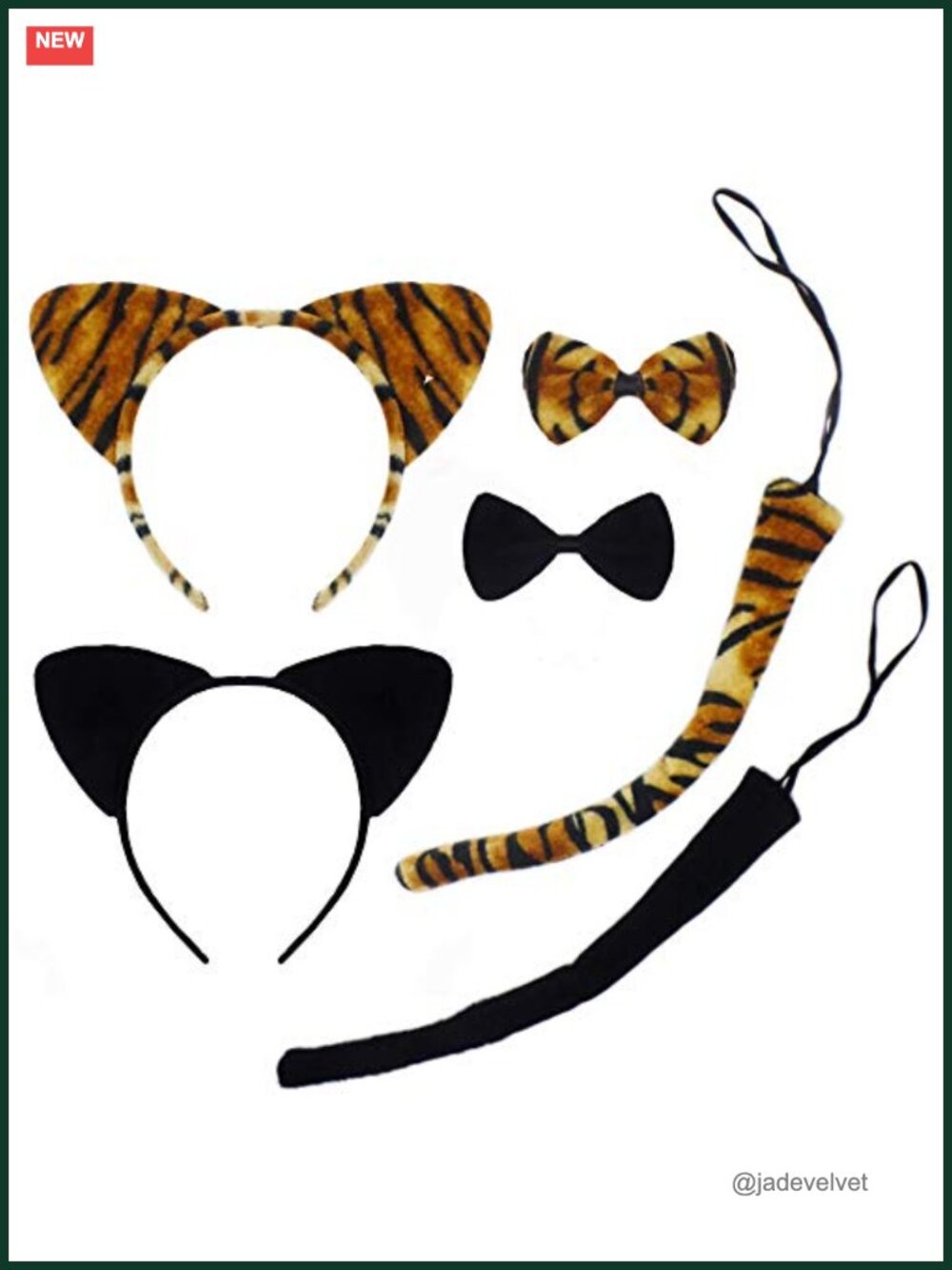 Cat Ears Headband Bow Tie Tail Set Cosplay Halloween Costume Accessories